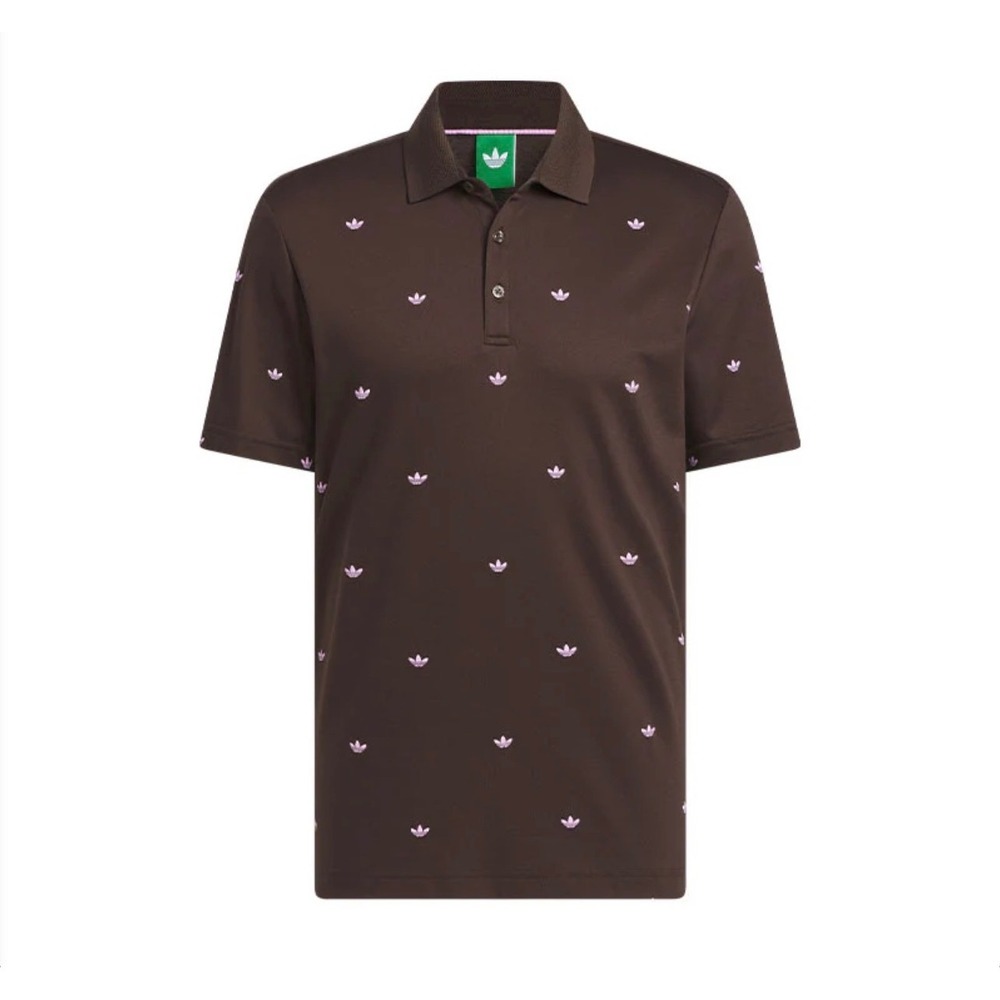Adidas Novelty Polo Men L‎ Brown Excellence All Over Trefoil Logo JX9265